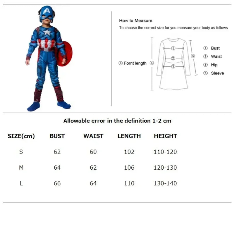 Costume Enfant Captain America - Combinaison Musclée avec Bouclier