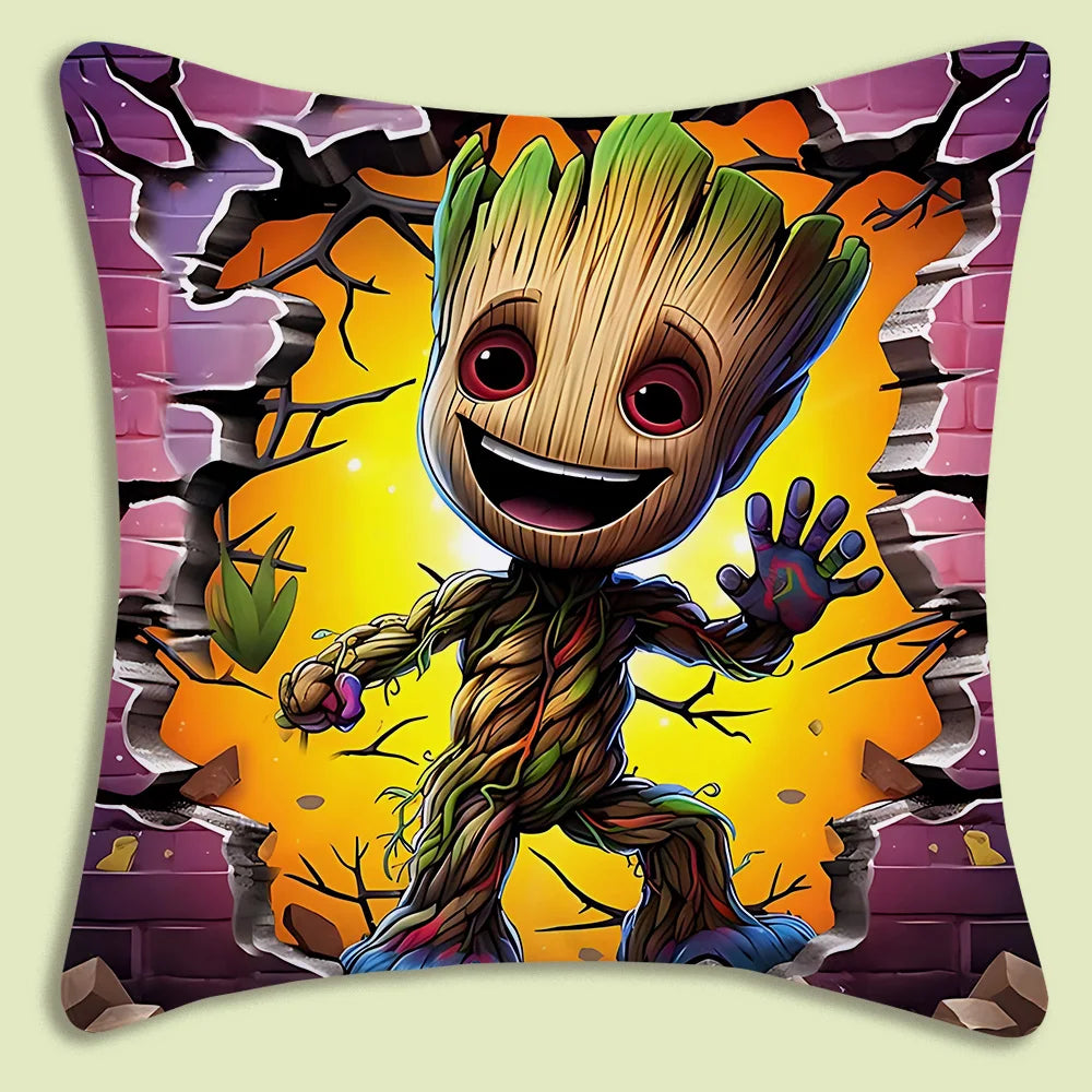 Housse de Coussin Baby Groot - Bras Croisés Feuilles Lumineuses