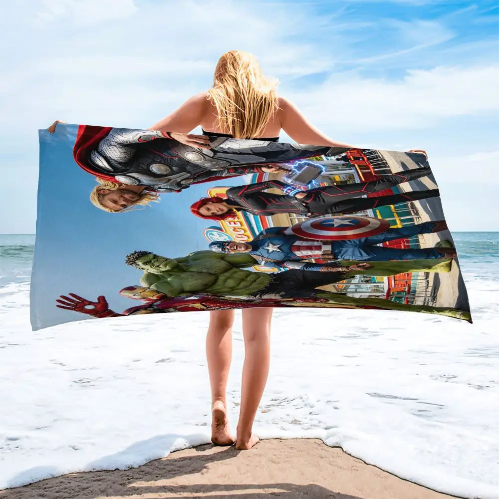 Serviette de Plage Avengers - Équipe Complète Décor Bord de Mer