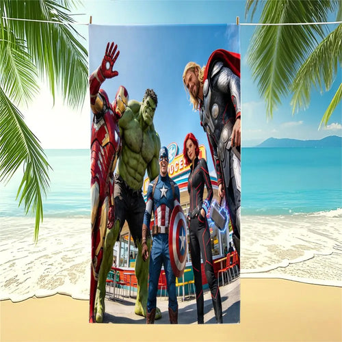 Serviette de Plage Avengers - Équipe Complète Décor Bord de Mer