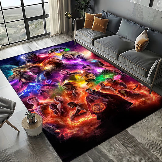 Tapis Avengers 3D - Design Silhouette Flamme Violette
