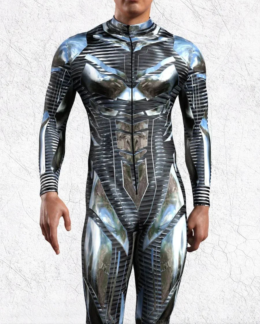 Déguisement Combinaison Futuriste - Armure Chromée Noir et Argent