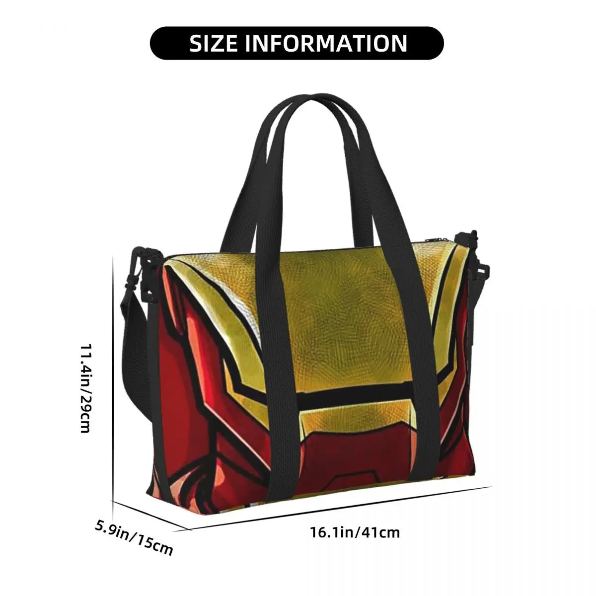 Sac Fourre-Tout Iron Man - Design Masque Rouge Or Grand Format