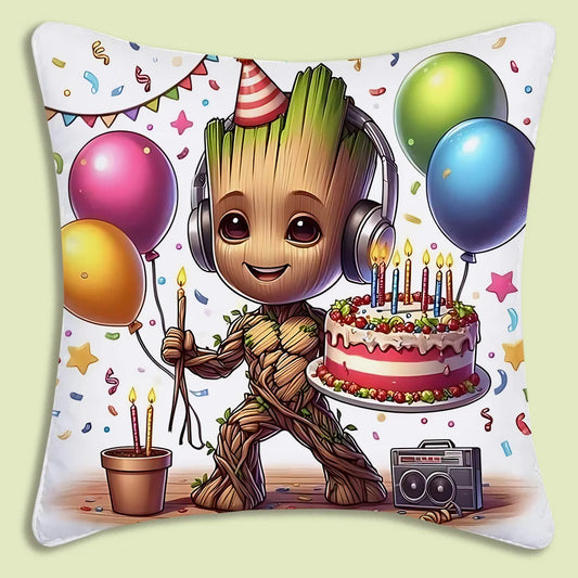 Housse de Coussin Baby Groot - Anniversaire Fête Gâteau Ballons