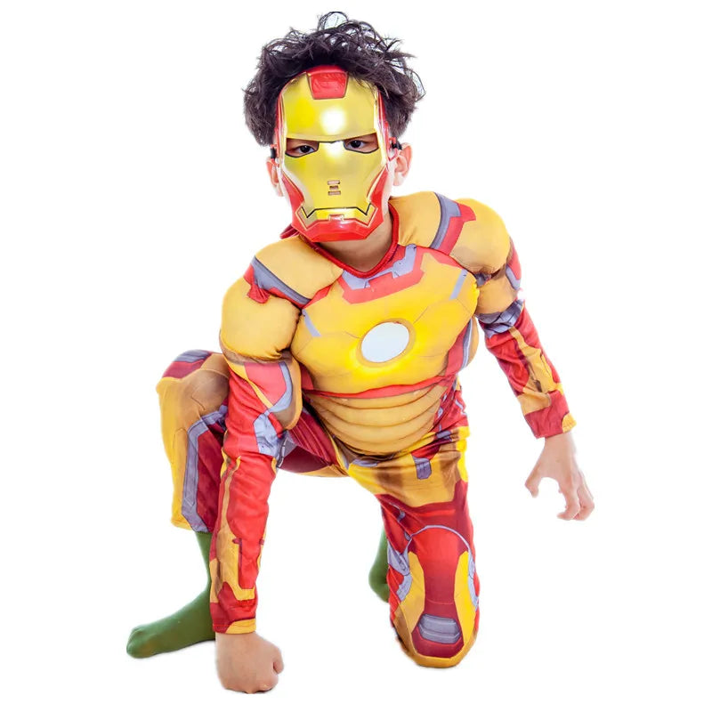 Costume Cosplay Enfant Iron Man - Combinaison Musclée Dorée
