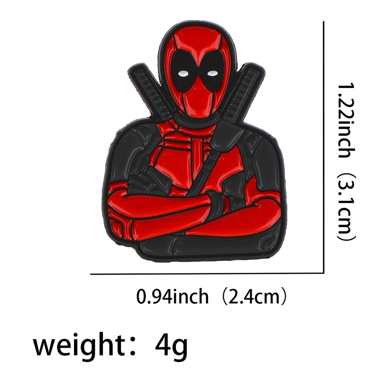 Badge Métal Deadpool Bras Croisés - Broche Katanas Dos