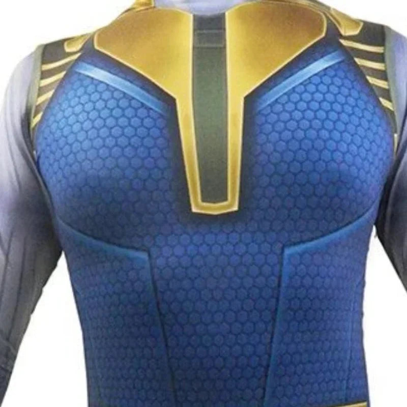 Déguisement Thanos - Combinaison Bleue et Dorée avec Gantelet