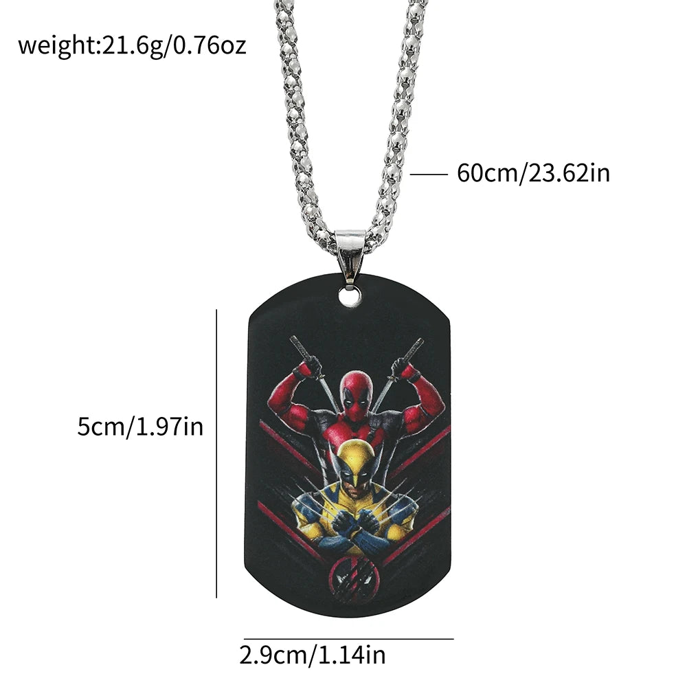 Collier Plaque Militaire Deadpool & Wolverine - Duo Portrait Katanas