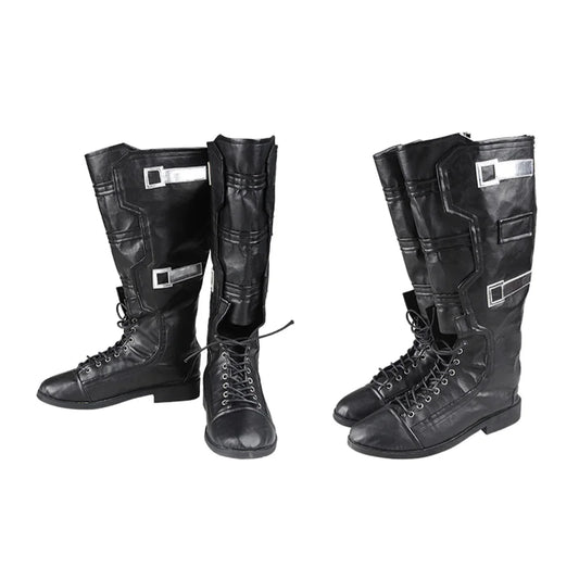 Bottes Tactiques Noires - Cuir avec Boucles Argentées