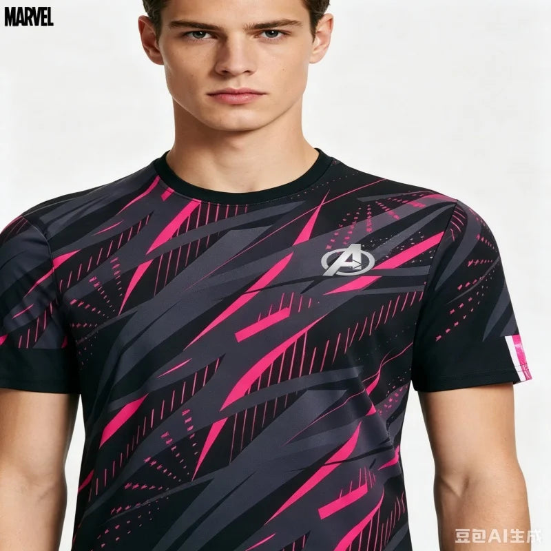 Maillot Sport Avengers Homme - Séchage Rapide Rose Noir