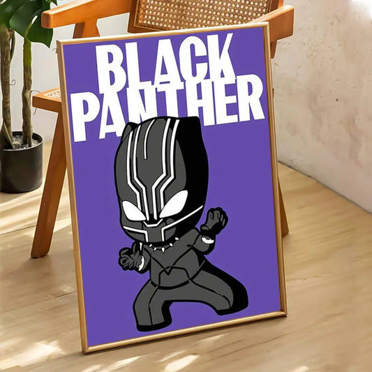 Affiche Chibi Black Panther - Fond Violet