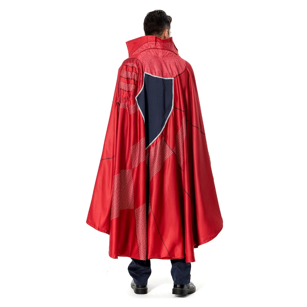 Costume Cosplay Doctor Strange Multiverse of Madness - Cape Rouge Robe Bleue Amulette Adulte
