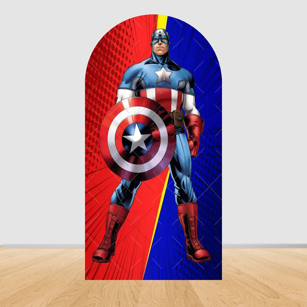 Fond de Fête Arche Avengers Captain America - Comic Diagonal Rouge Bleu