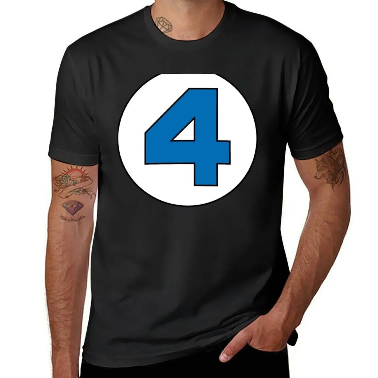 T-Shirt The Fantastic 4 - Logo Rond Noir Grande Taille