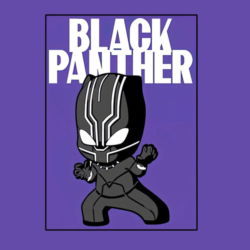 Poster Avengers Black Panther - Style Chibi Fond Violet