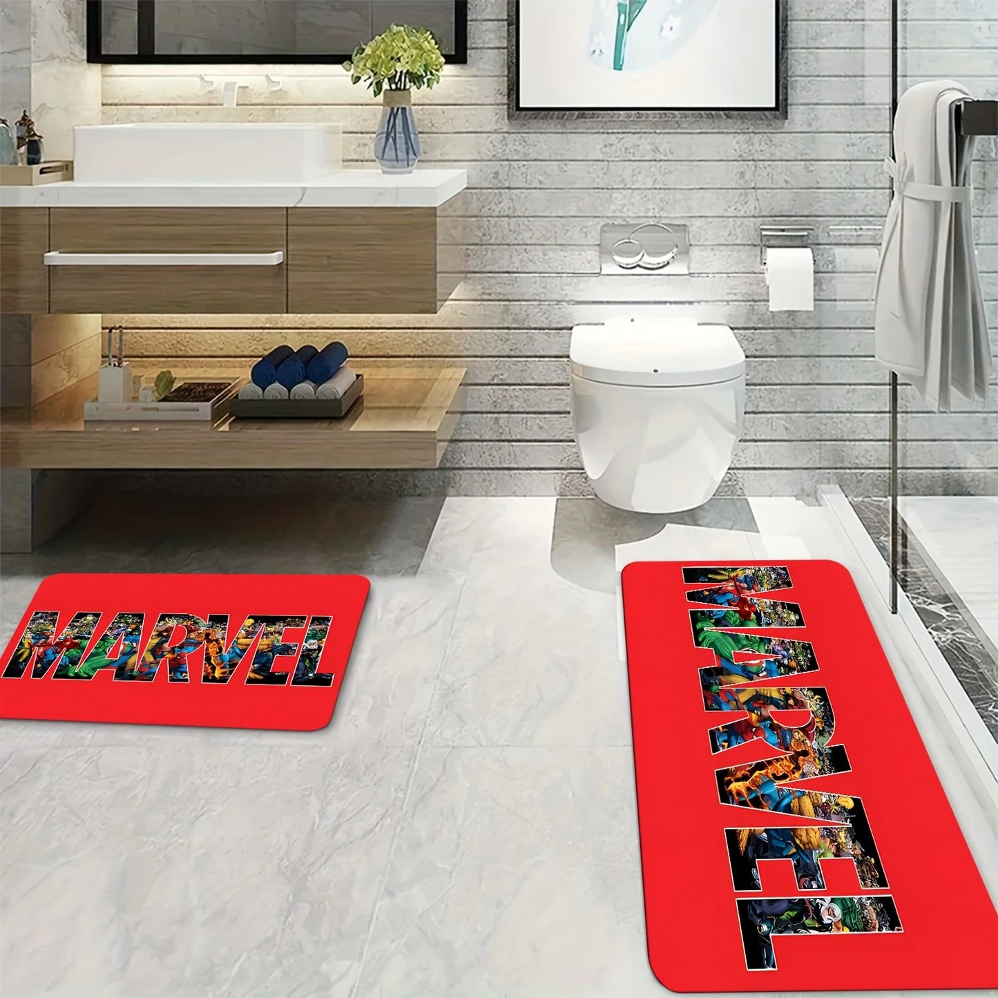 Tapis de Bain Avengers Captain America - Bouclier Minimaliste Noir
