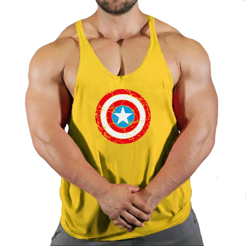 Débardeur Fitness Homme Captain America - Bouclier Rouge