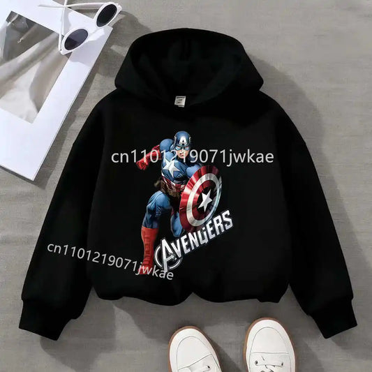 Sweat Capuche Enfant Avengers Captain America Solo - Noir