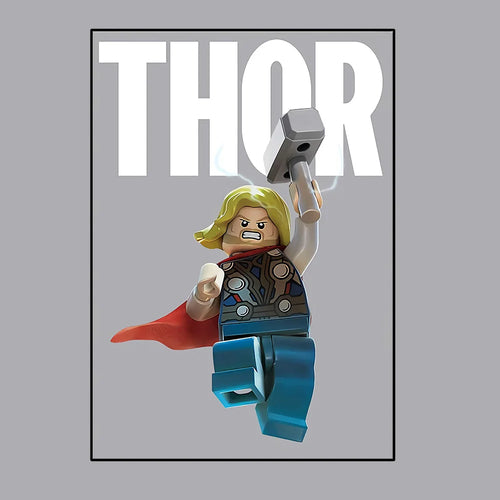 Poster Avengers Thor - Style Lego Fond Gris
