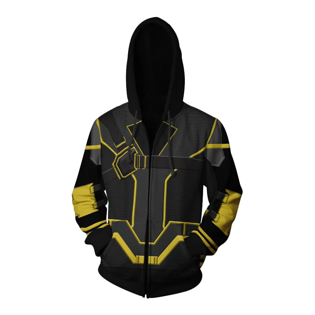 Sweat à Capuche Hawkeye - Design Combinaison Quantique Noir et Jaune