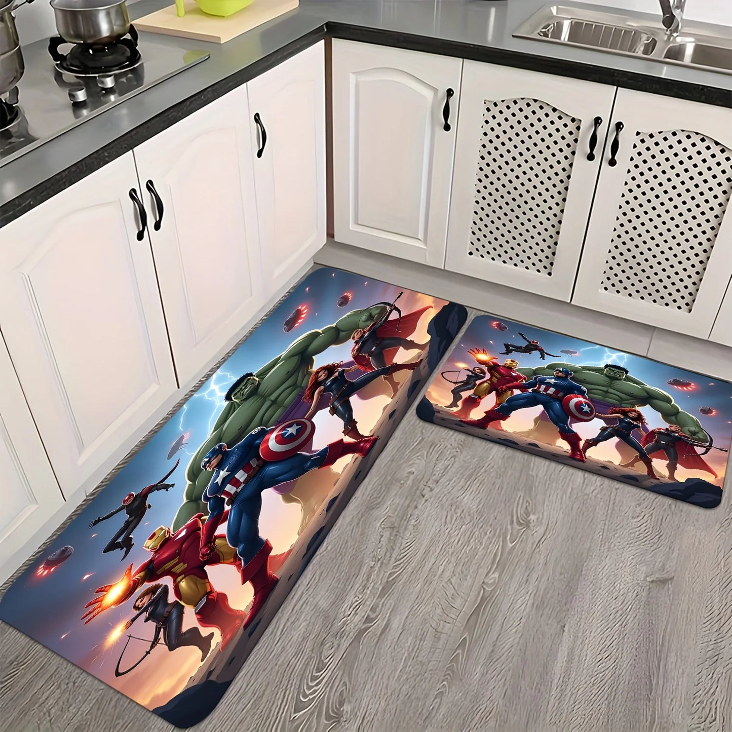 Tapis de Bain Avengers Chibi Spider-Man Captain America - Néon Coloré