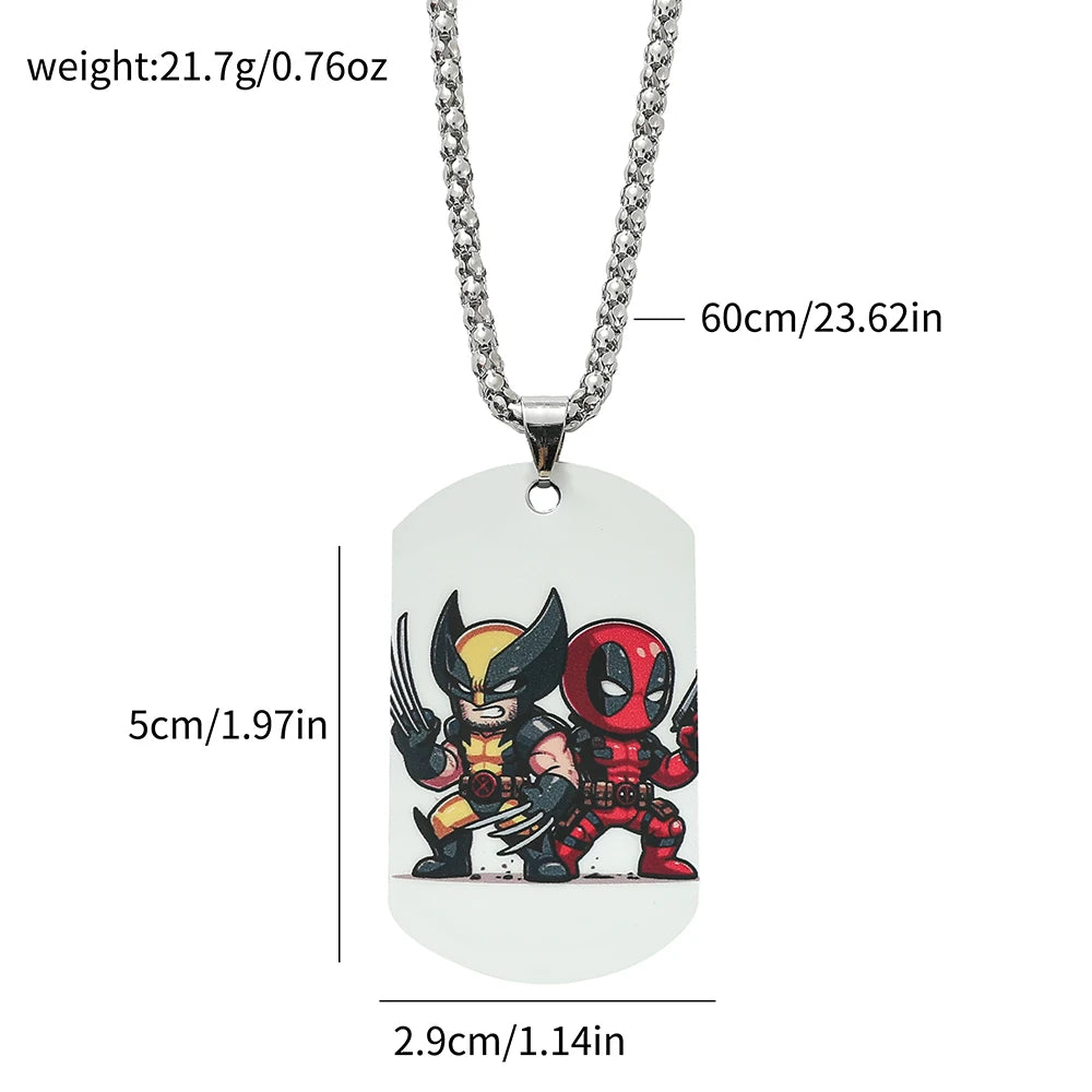 Collier Plaque Militaire Deadpool & Wolverine - Duo Chibi Dos à Dos
