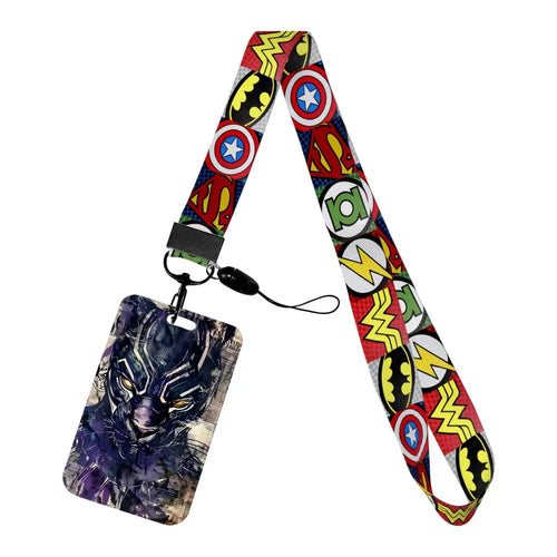 Porte-Badge Black Panther - Portrait Artistique Bleu