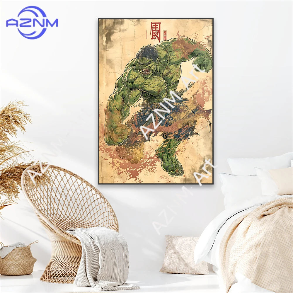 Poster Avengers Hulk - Style Tatouage Irezumi Japonais