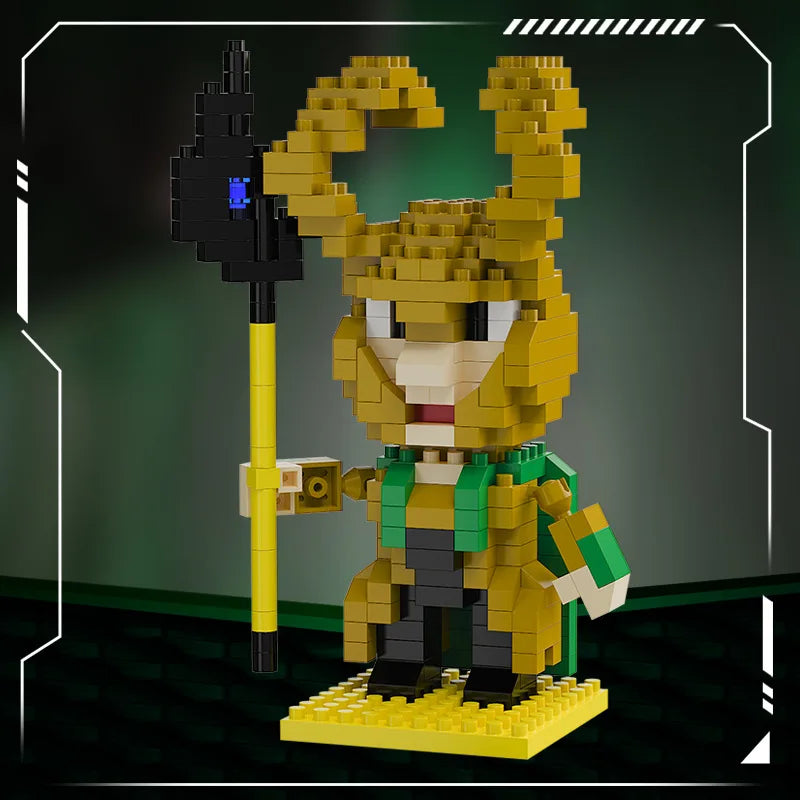 Blocs de Construction Avengers Loki - Casque Doré Cornes Sceptre