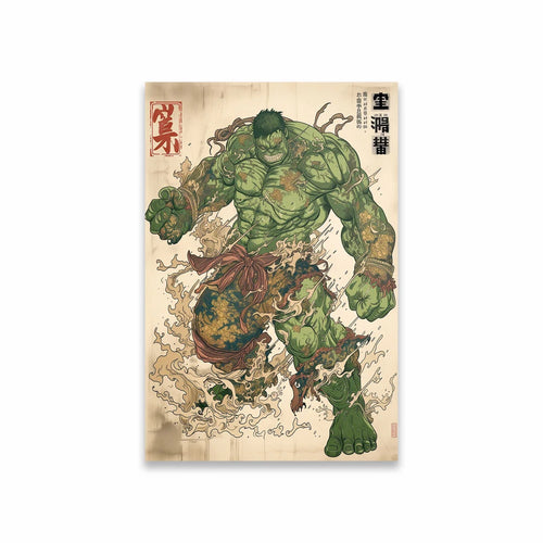 Poster Avengers Hulk - Style Tatouage Irezumi Japonais