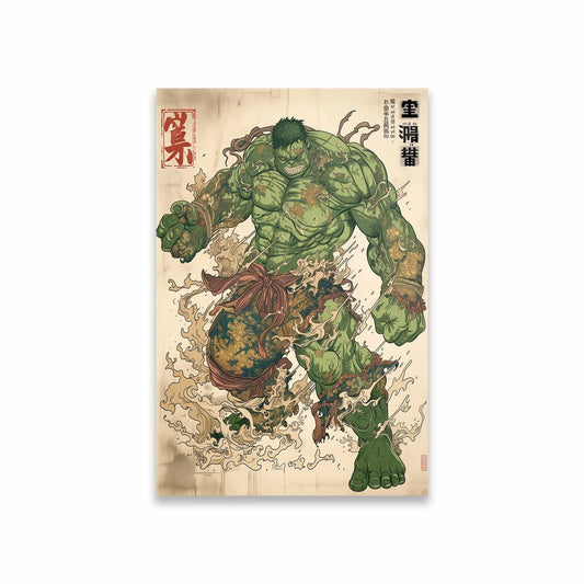 Poster Avengers Hulk - Style Tatouage Irezumi Japonais