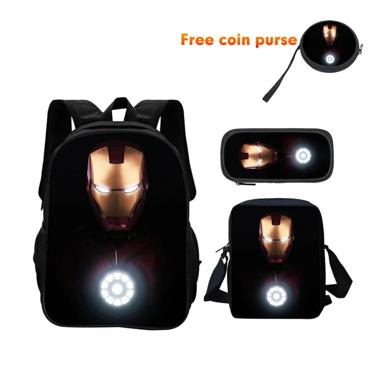 Ensemble Cartable 3 Pièces Avengers Iron Man - Casque Sombre Réacteur Circulaire