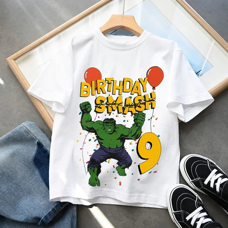 T-Shirt Anniversaire Hulk - Smash avec Chiffre Enfant
