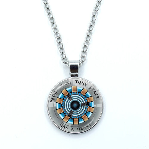 Collier Pendentif Réacteur Arc Tony Stark - Iron Man Verre Cabochon