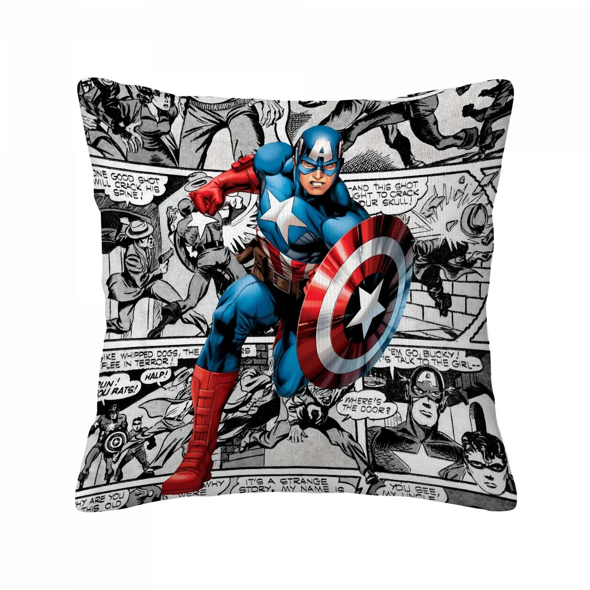 Housse de Coussin Captain America - Bouclier Effet Métal