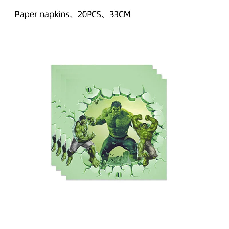 Kit Anniversaire Hulk - Assiettes Gobelets Couverts Décorations