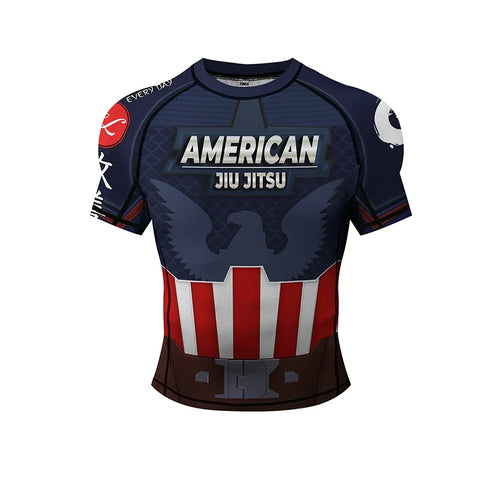 T-Shirt Jiu-Jitsu Captain America - Manches Courtes Bouclier et Aigle