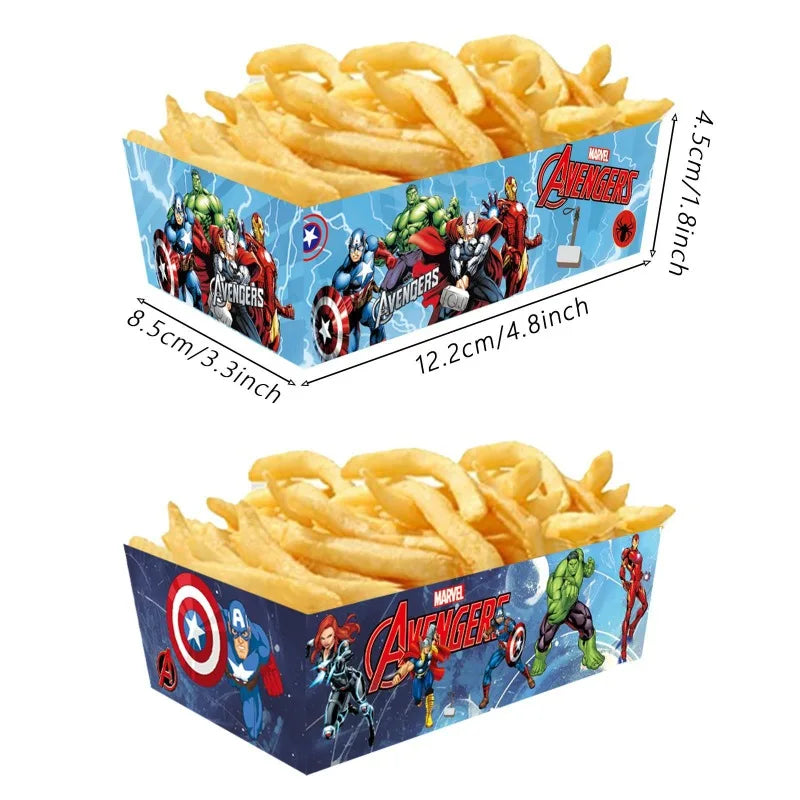 Barquette Carton Avengers - Vaisselle Jetable Frites Popcorn 12pcs