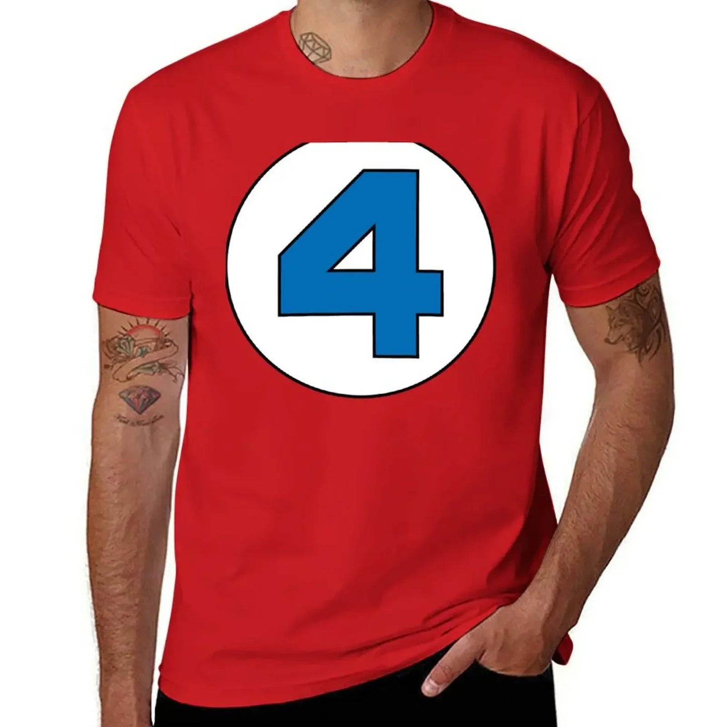 T-Shirt The Fantastic 4 - Logo Rond Noir Grande Taille