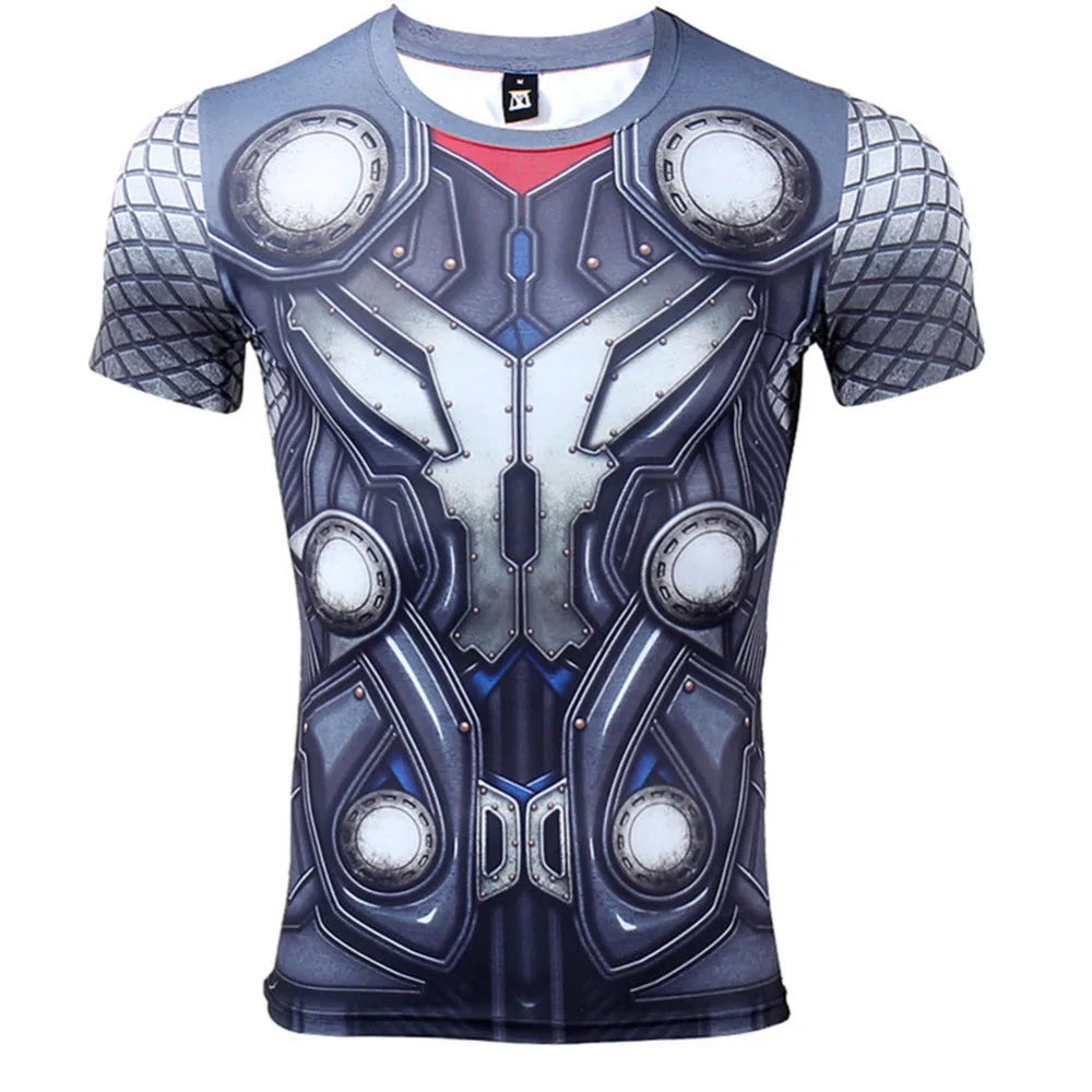 T-Shirt Avengers Thor 3D Compression - Manches Longues Gris Bleuté