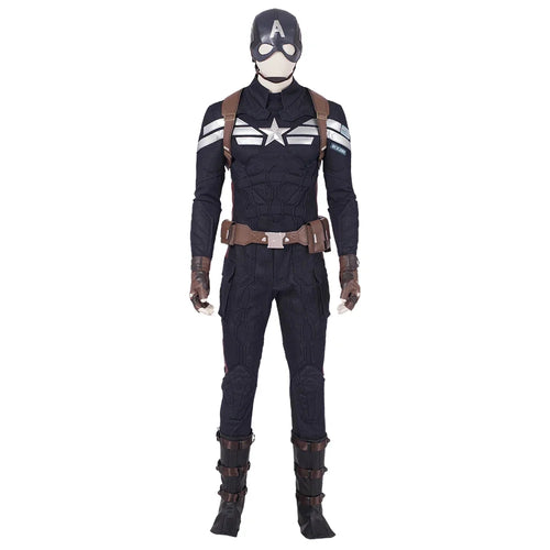 Costume Cosplay Captain America - Uniforme Bleu Marine avec Masque