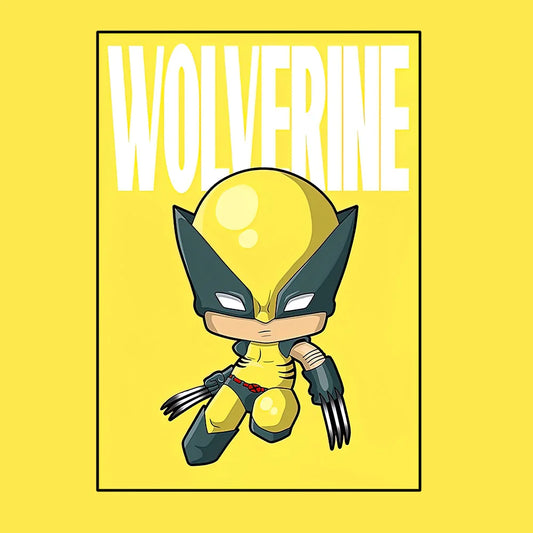 Poster Avengers Wolverine - Style Chibi Fond Jaune