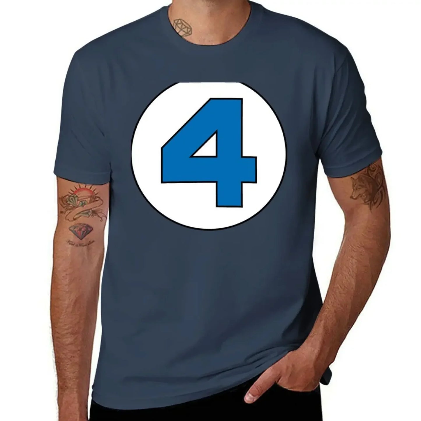 T-Shirt The Fantastic 4 - Logo Rond Noir Grande Taille