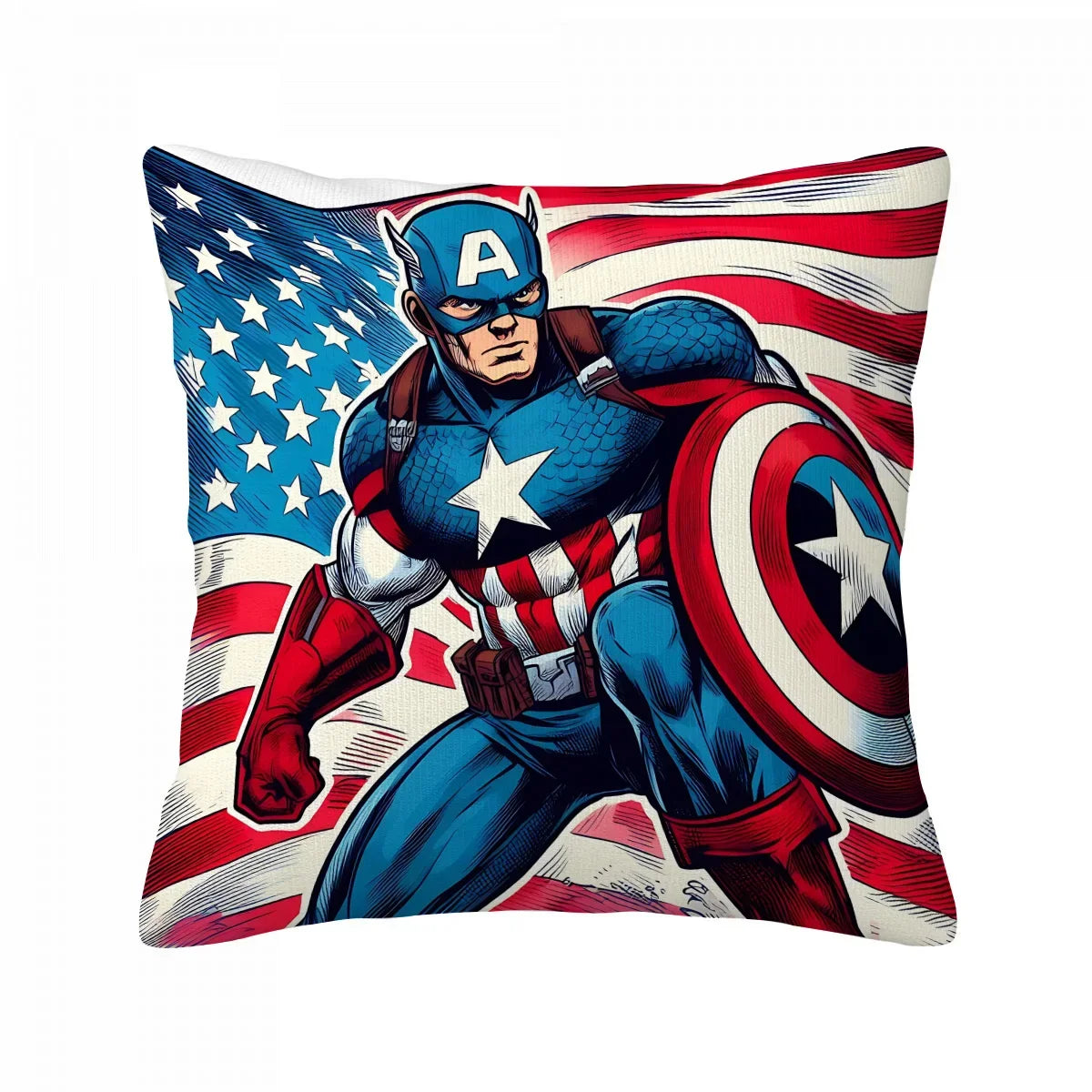 Housse de Coussin Captain America - Comic Pop Art Drapeau
