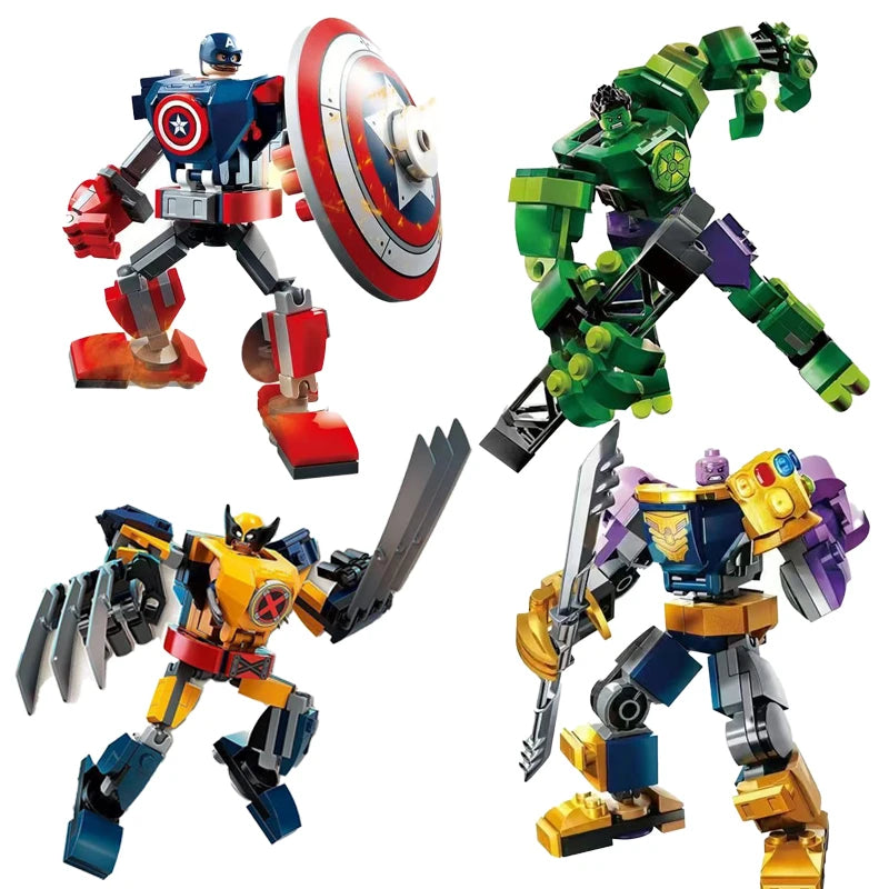 Set Building Blocks Mecha Avengers - Captain America Hulk Wolverine Thanos