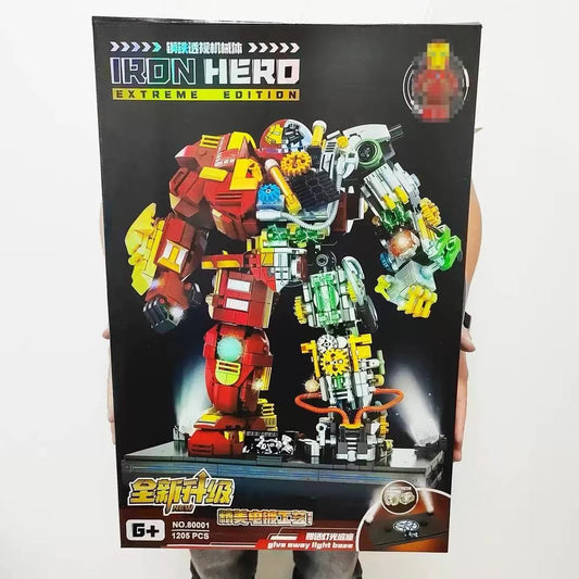Set Building Blocks Iron Hero Mecha - Édition Extrême Coupe Transparente