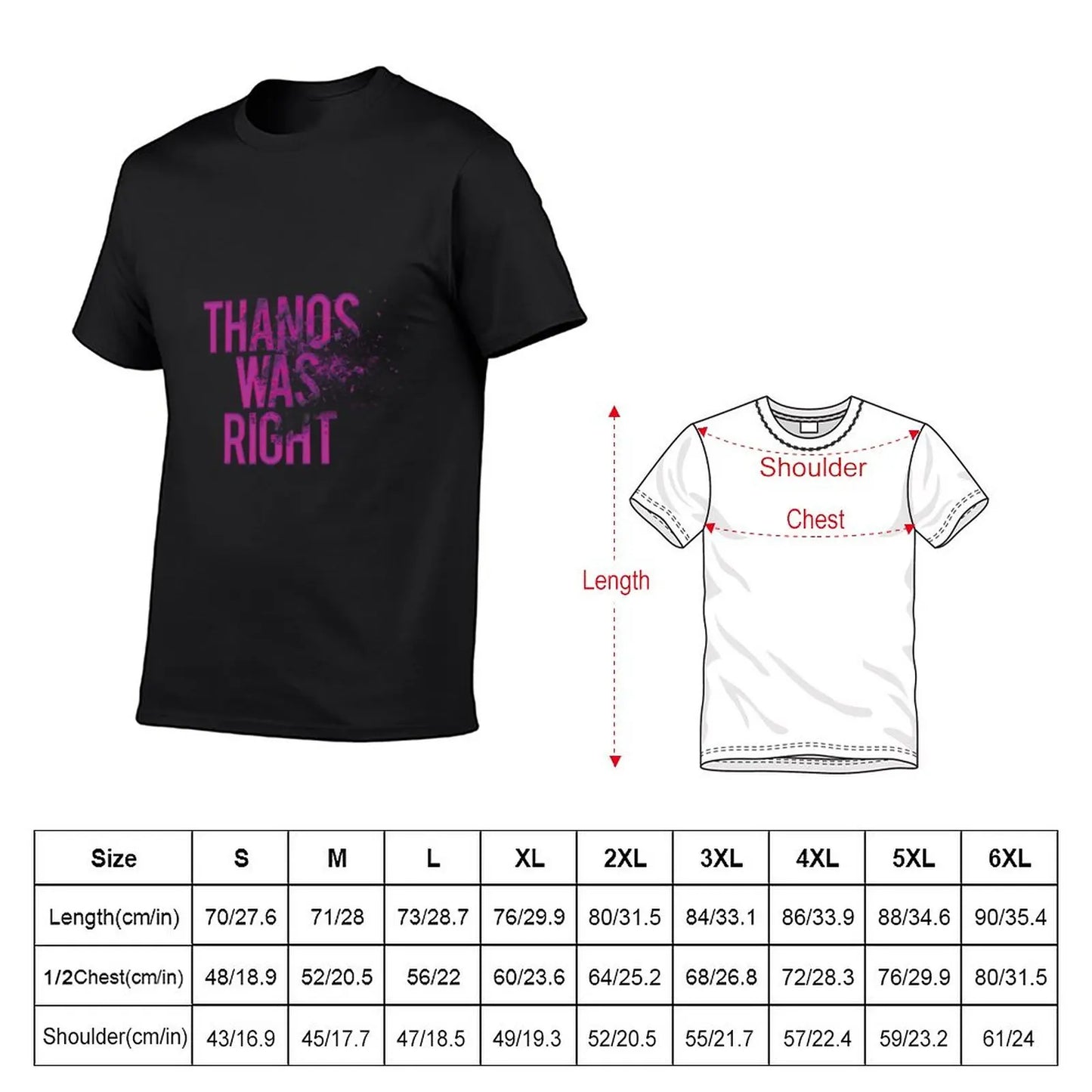 T-Shirt Thanos Was Right - Texte Effet Poussière Homme