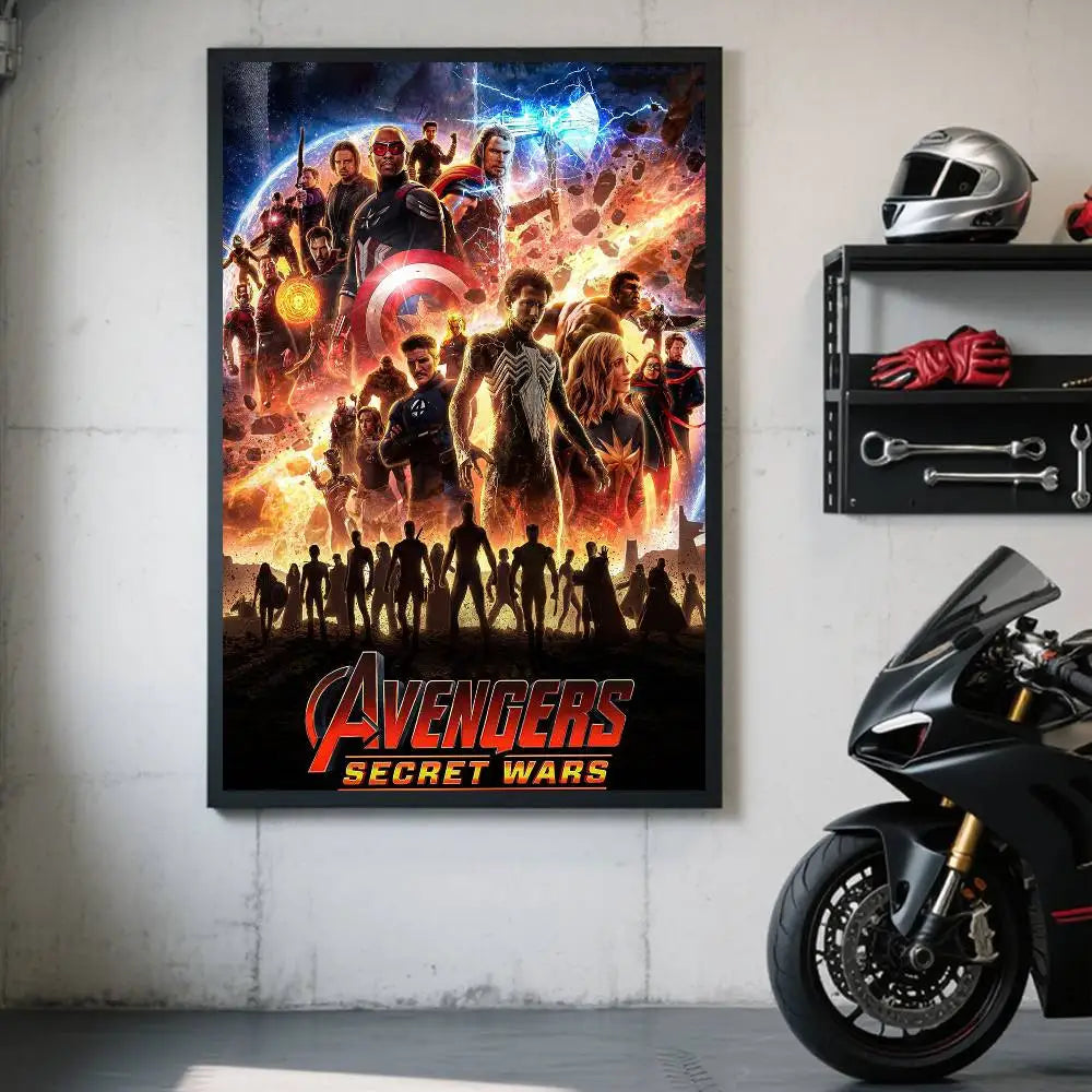 Affiche Avengers Secret Wars - Design Explosion Cosmique Équipe
