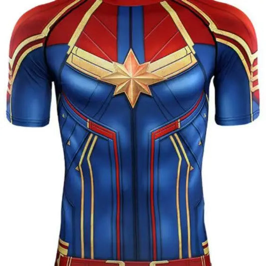 Maillot Compression Captain Marvel - Etoile Doree