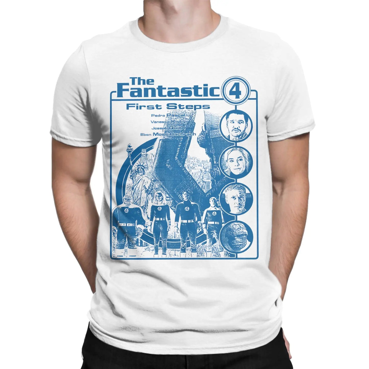 T-Shirt The Fantastic 4 First Steps - Poster Rétro Bleu Unisexe